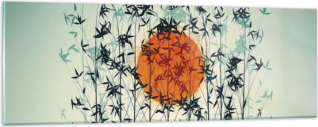 Bilder auf glas - Einteilig - Westen Sonne Gras - 90x30cm - Glasbilder - Wandbilder - Bilder - zum Aufhängen bereit - Wanddekoration aus Glas - Gl...