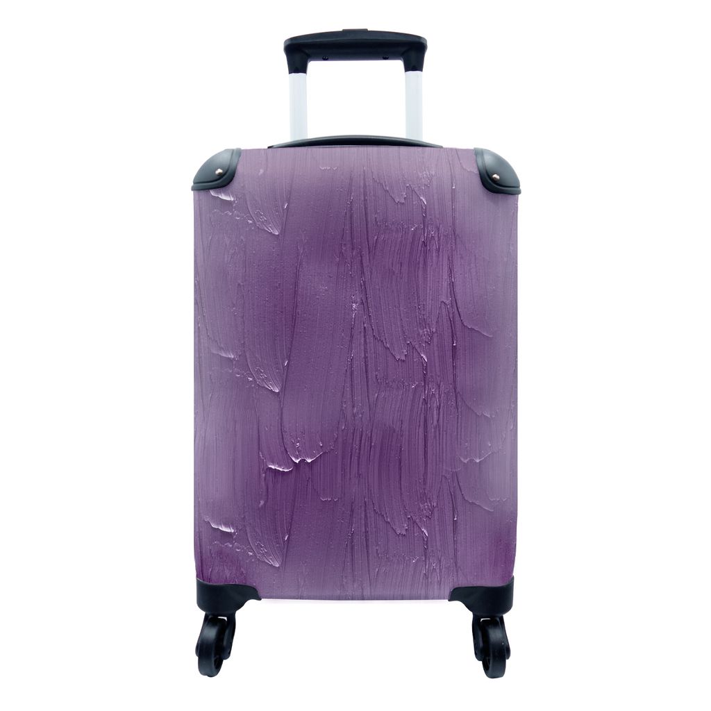 MuchoWow Koffer Handgepäck Trolley Rollkoffer Kleine Reisekoffer mit 4 Rollen - Farbe - Lila - Muster - Cabin Size < 55x40x23 cm & 55x40x20 cm -...