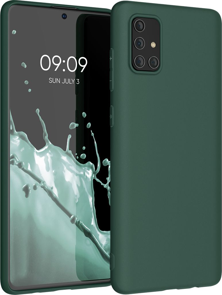kwmobile Hülle kompatibel mit Samsung Galaxy A71 Hülle - weiches TPU Silikon Case - Cover geeignet für kabelloses Laden - Moosgrün