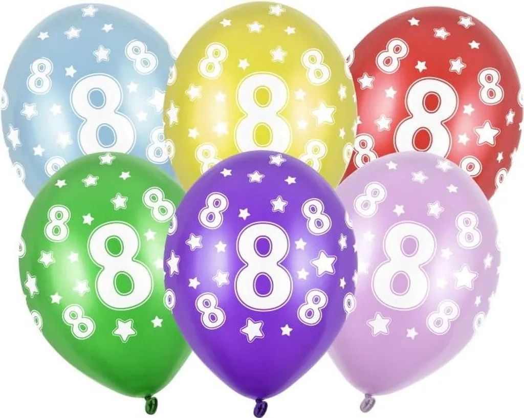 Ballons de baudruche chiffre 8 métallisés lot de 50 déco anniversaire