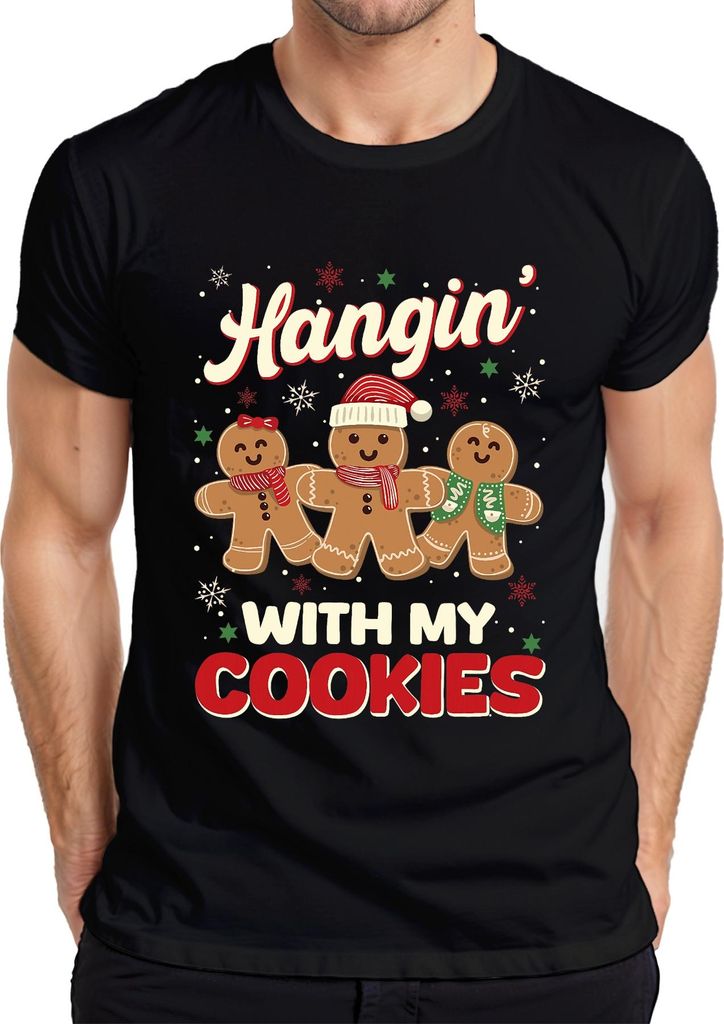 Weihnachten Lebkuchen Kekse lustig Hangin' with my cookies Herren T-Shirt, Schwarz, 3XL