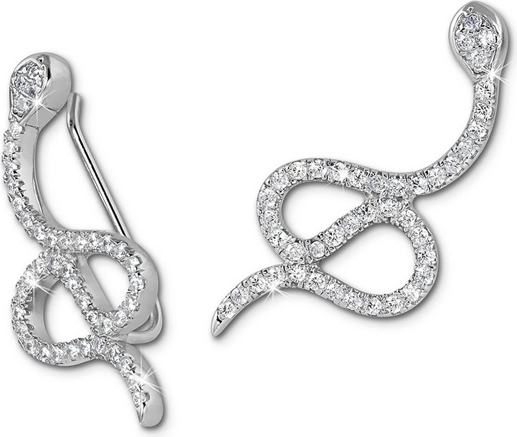 SilberDream weiß Ohrringe Ear Cuff Schlange Zirkonia Silber Ohrklemmen GSO452W