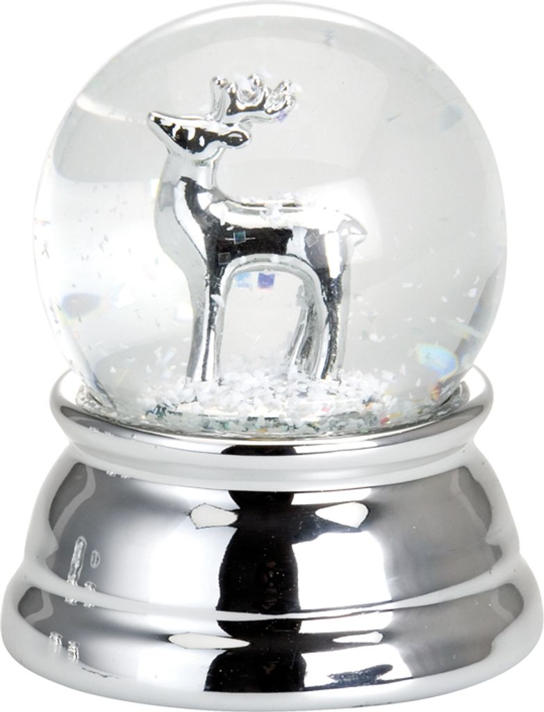Schneekugel Rentier Klein, versilbert, H 6,0cm D 4,5cm