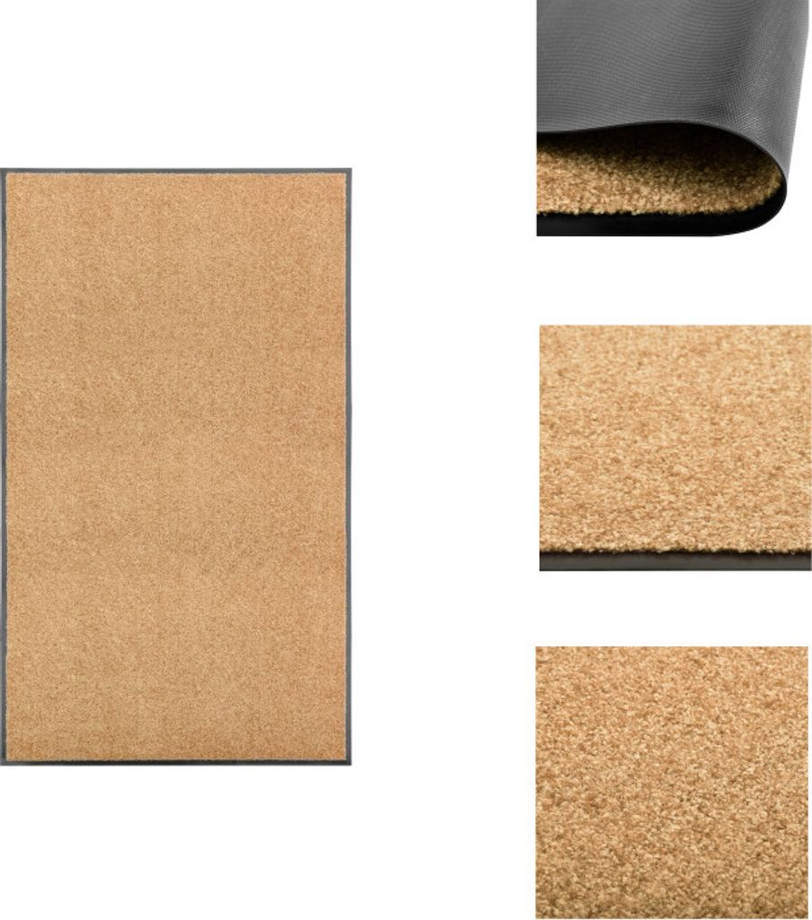 vidaXL Fußmatte Waschbar Creme 90x150 cm - Fußmatten