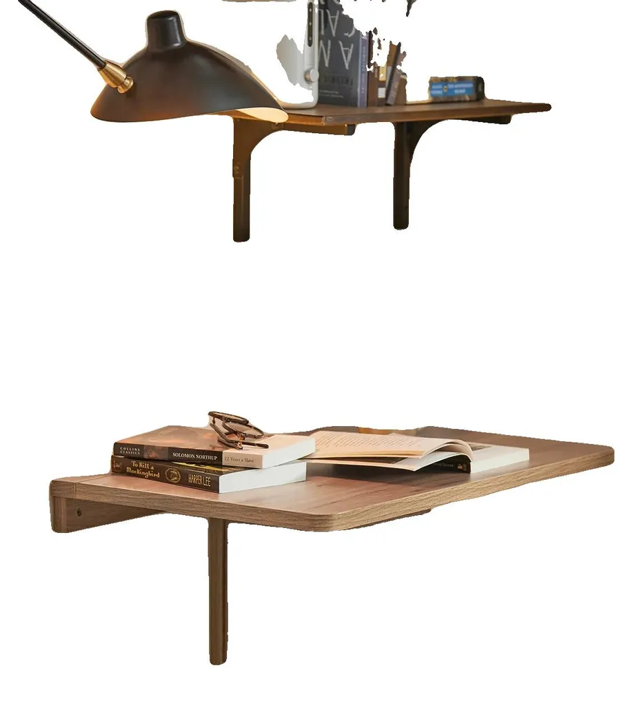 Table rabattable murale 60x36cm marron gain de place pour studio