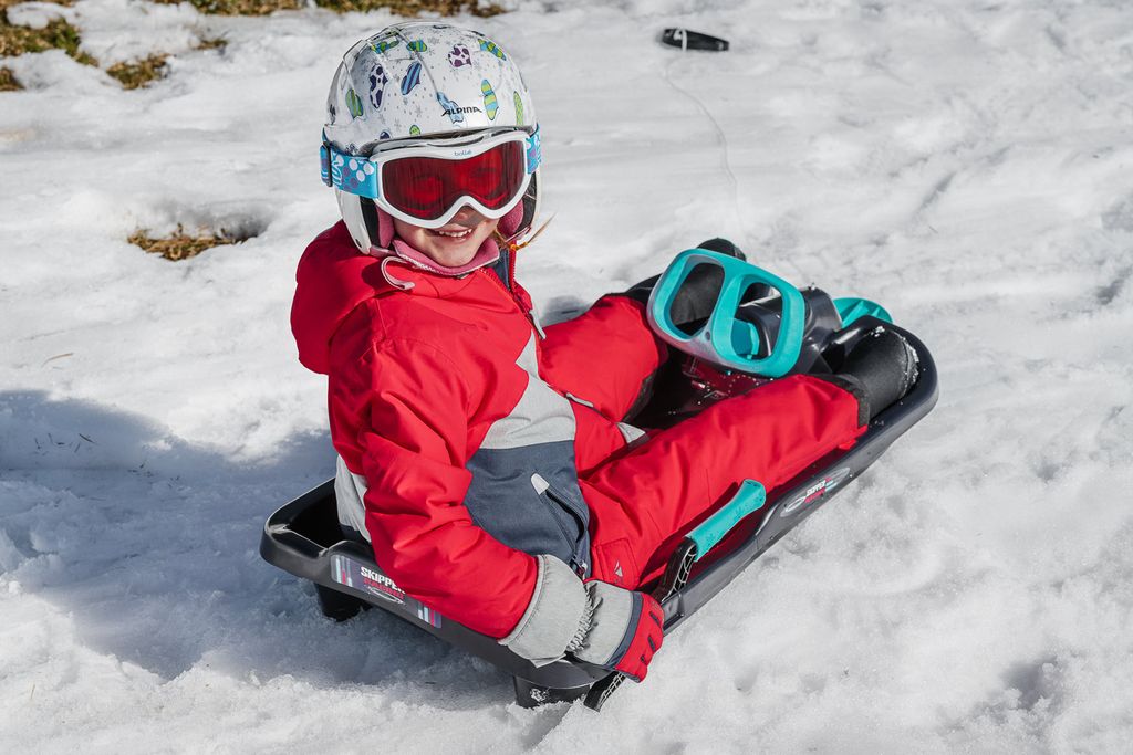 Schlitten Kinder - Snow Formel mit Bremse und Lenkrad rot HAMAX - DECATHLON