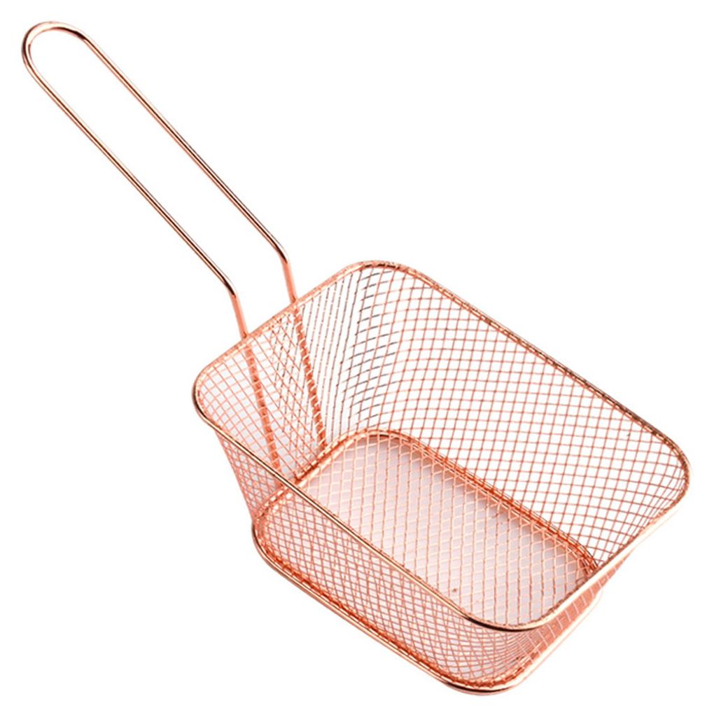 Servierkorb für Pommes frites, Mini-Pommes-Frites, Frittierkörbe, Edelstahl-Speisekorb, ergonomischer Griff, Friteusenzubehör