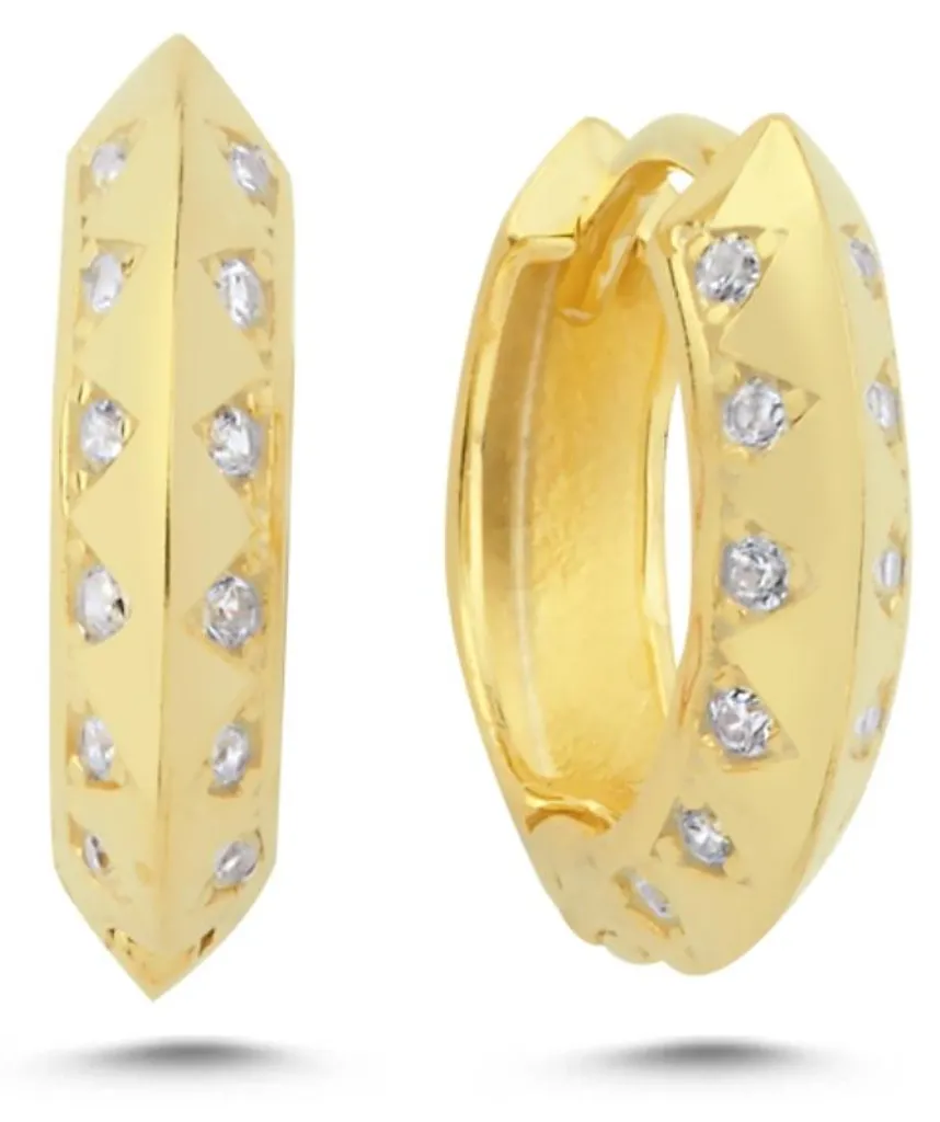 Boucles d'Oreilles Créoles Femme Argent et Zircone, Modèle Halka 20mm