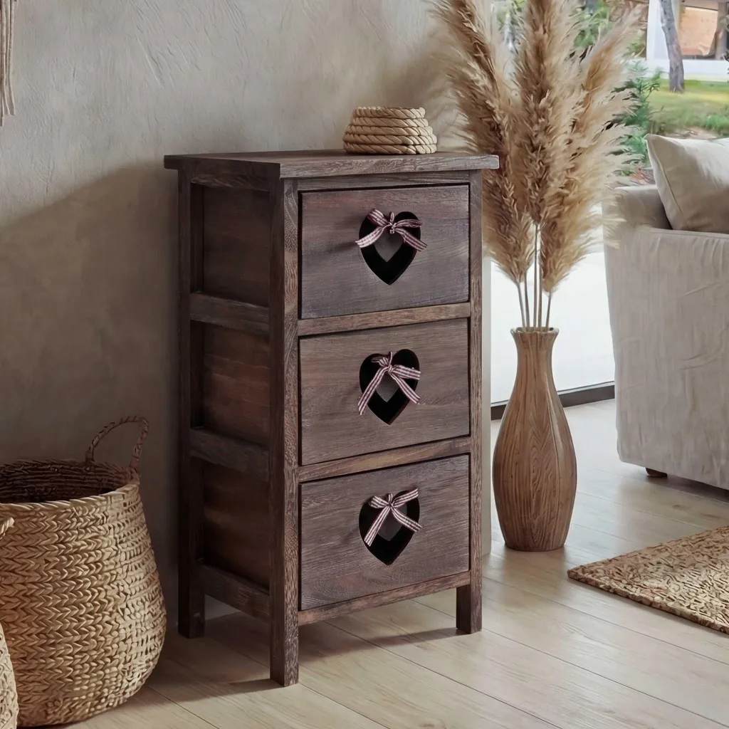 Rangement compact pour petits espaces - Commode Forli 3 tiroirs bois