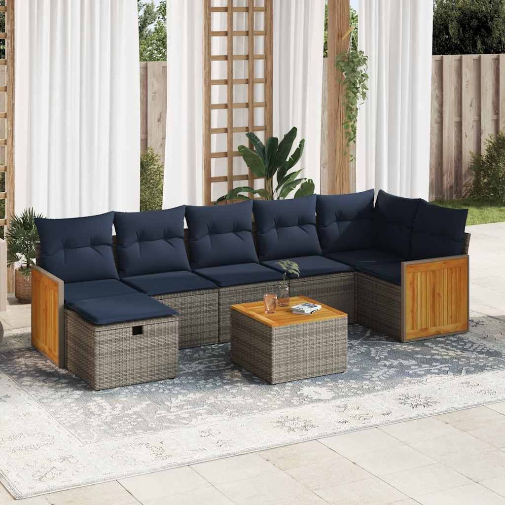 Maison Exclusive - 8-tlg. Garten-Sofagarnitur mit Kissen Grau Poly Rattan