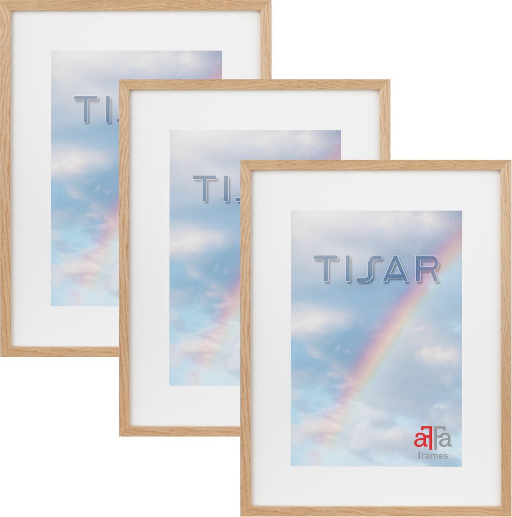 aFFa frames, Tisar, Bilderrahmen aus Holz, rechteckig, mit Acrylglasfront, Beige, 21x29,7 cm, 3er Set