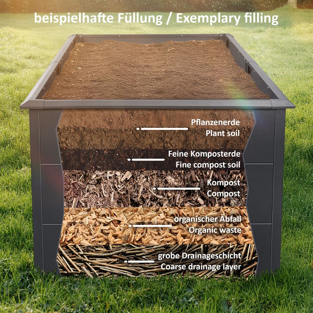 Zelsius Hochbeet für Garten, 150 x 75 x 77 cm, Holzoptik | Produktbild 4