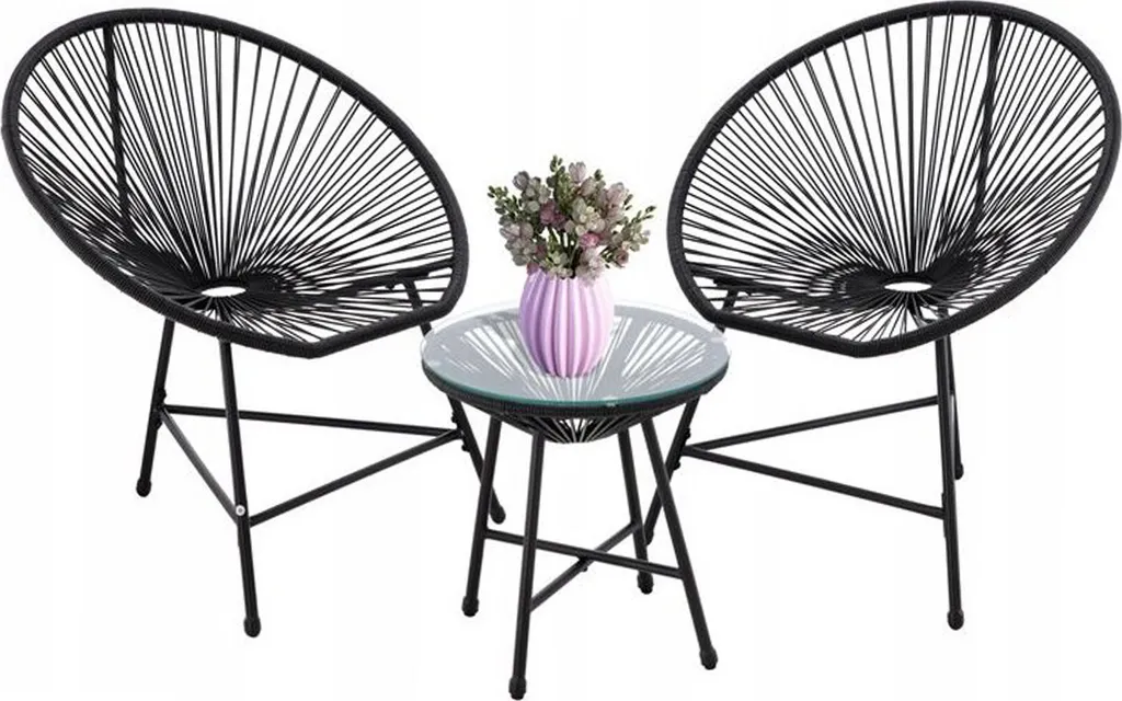 Salon de jardin design LAMBROS noir avec table basse et fauteuils chic - 2