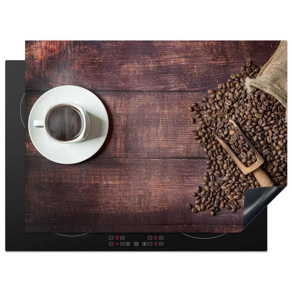 KitchenYeah Herdabdeckplatte Kaffee - Holz - Kaffeebohnen - Braun , 70x52cm, Küche Deko, Glaskeramikkochfeld Herdabdeckung, Abdeckplatte fùr Ko...