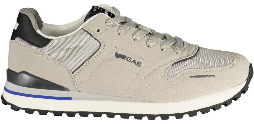 Moderner grauer Herrensportschuh mit Schnürsenkeln und Komfortsohle.