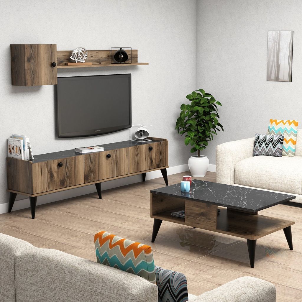 skye-decor Wohnzimmermöbel-Set Lidya 1, Nussbaum, 100% Produktbild 