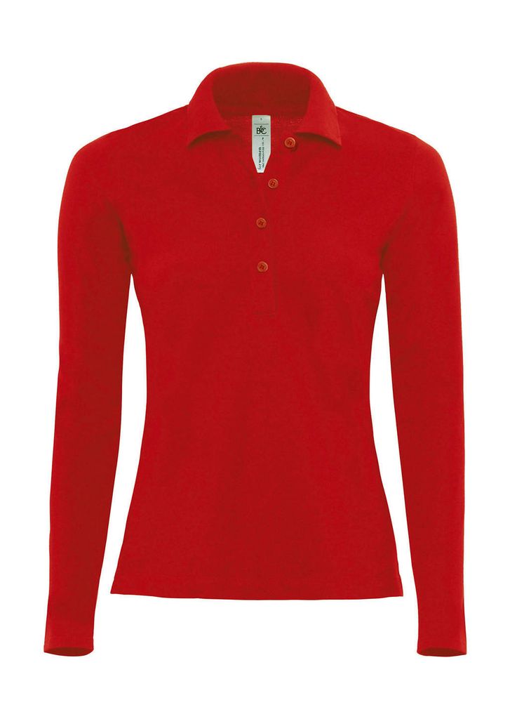 B&C PW456 | Poloshirt Safran Pure Longsleeve / Women - Farbe: Red - Größe: XL