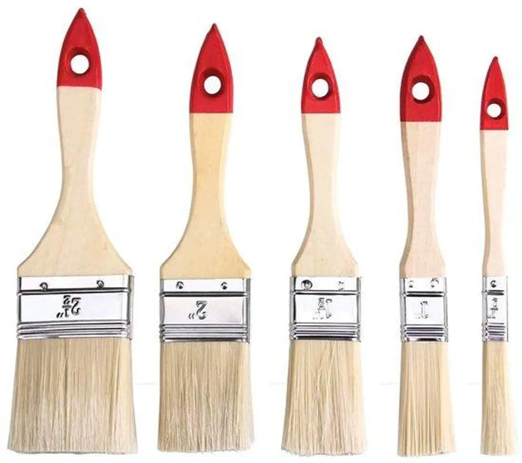 Pinceaux plats anti-perte de poils pour peinture à l'eau, lot de 5
