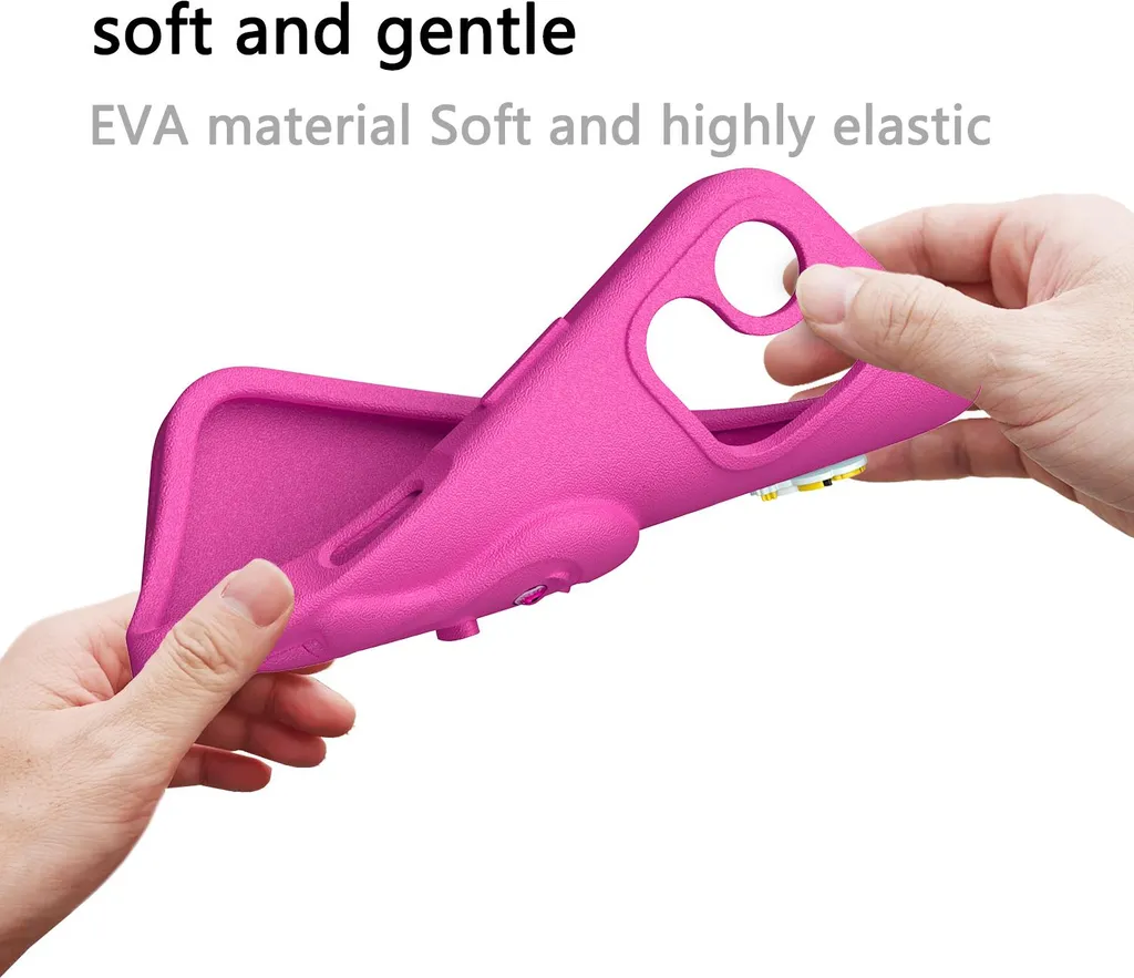 Custodia per bambini in EVA per iPhone 16 Pro Max, morbida custodia protettiva antiurto con supporto per pinguini Rosa - 8