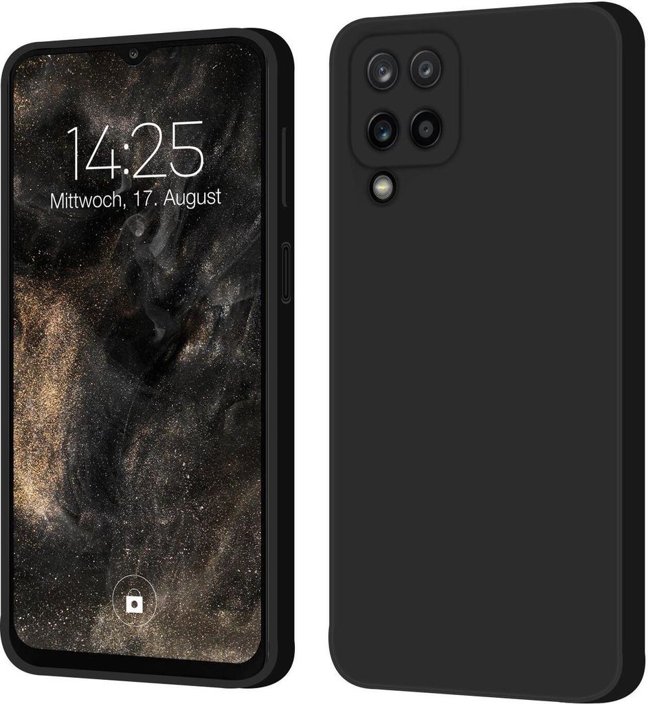 Hülle für Samsung Galaxy A12 Case Cover Bumper Silikon Softgrip Schutzhülle Farbe: Schwarz
