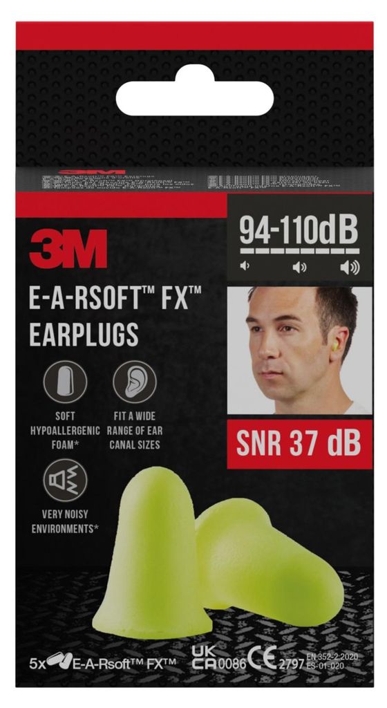 3M E-A-Rsoft FX Gehörschutzstöpsel 5 Paar, SNR 37 dB, Produktbild 
