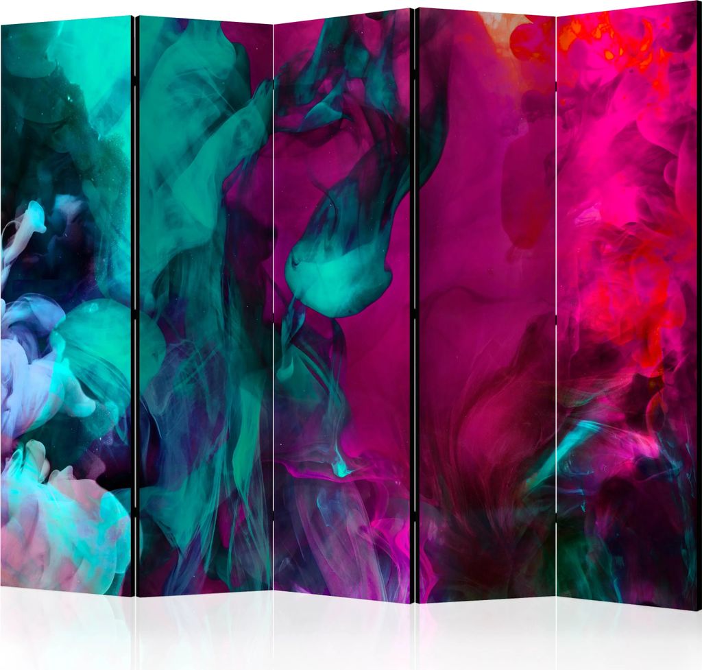 5-teiliger Doppelseitiger Vlies Paravent - Color madness II 225x172 cm Abstrakt a-A-0144-z-c