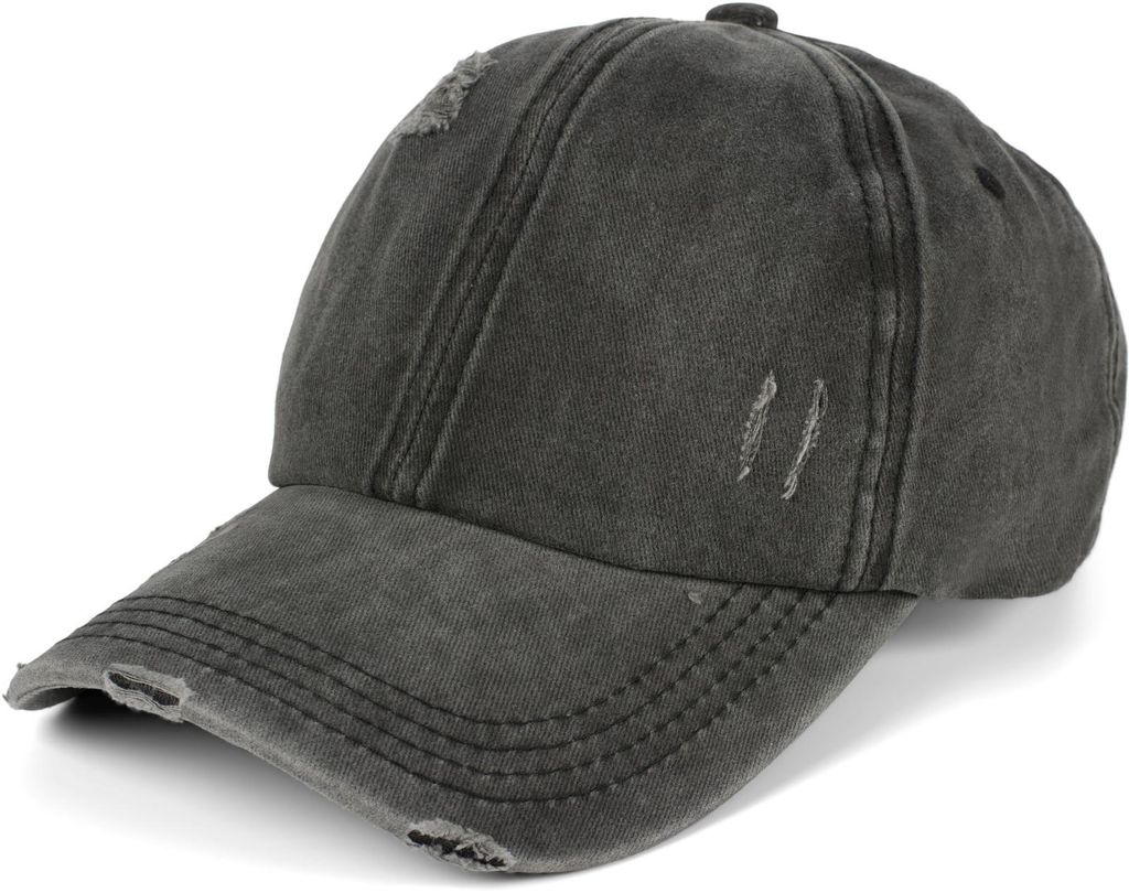 styleBREAKER Damen Ponytail Baseball Cap im Destroyed Used Produktbild 