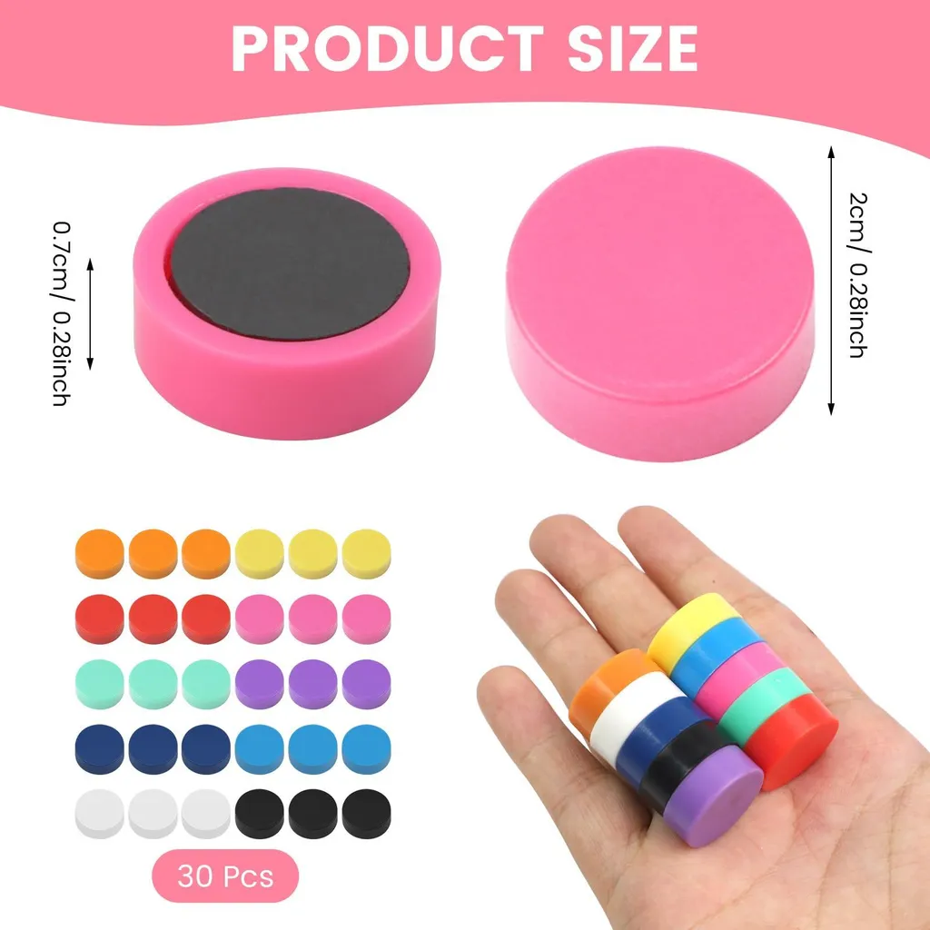 Magnets de Tableaux Blancs 20mm - Lot de 30 Aimants Puissants Multicolores