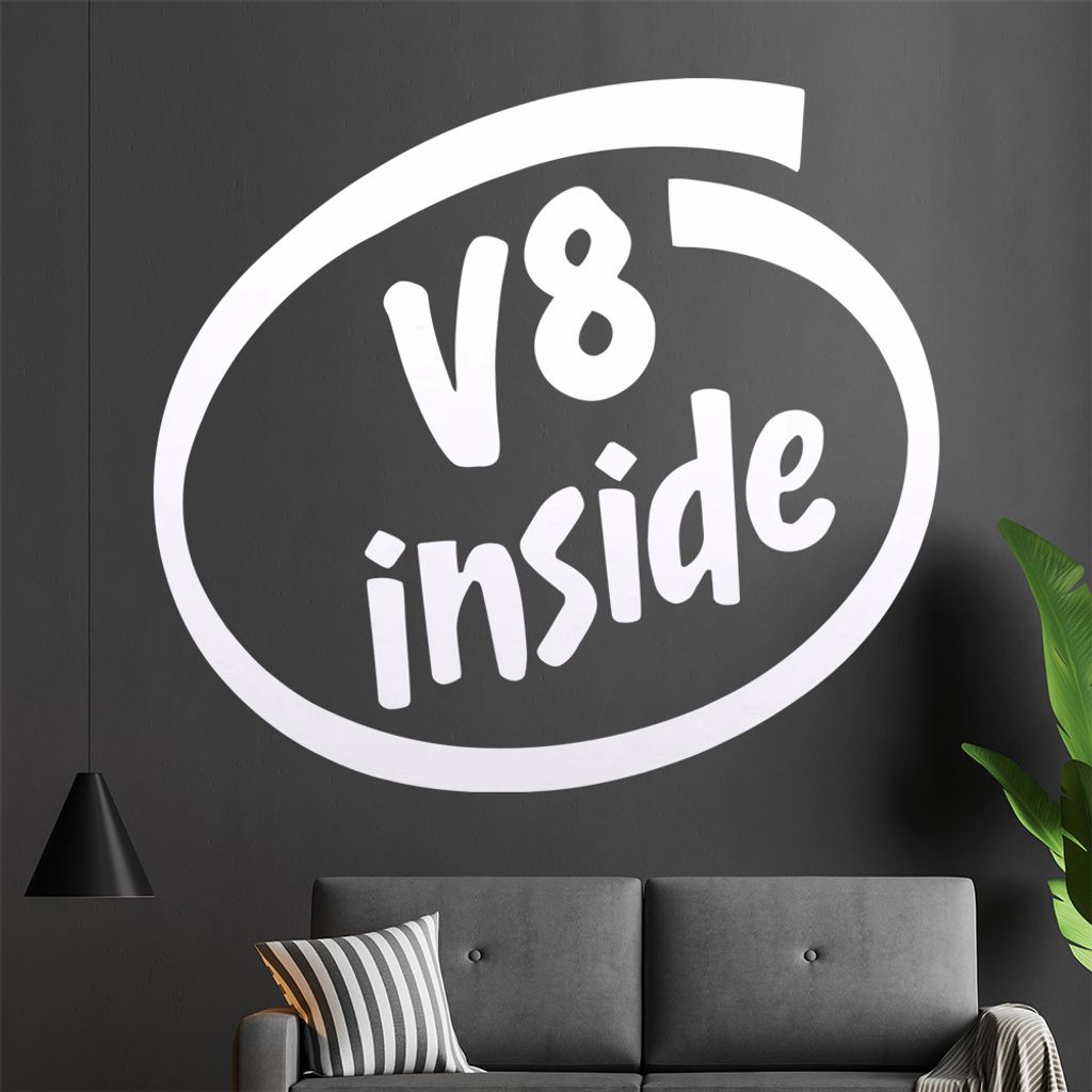 V8 inside Wandtattoo in 6 Größen - Wandaufkleber Wall Sticker - Dekoration, Küche, Wohnzimmer, Schlafzimmer, Badezimmer