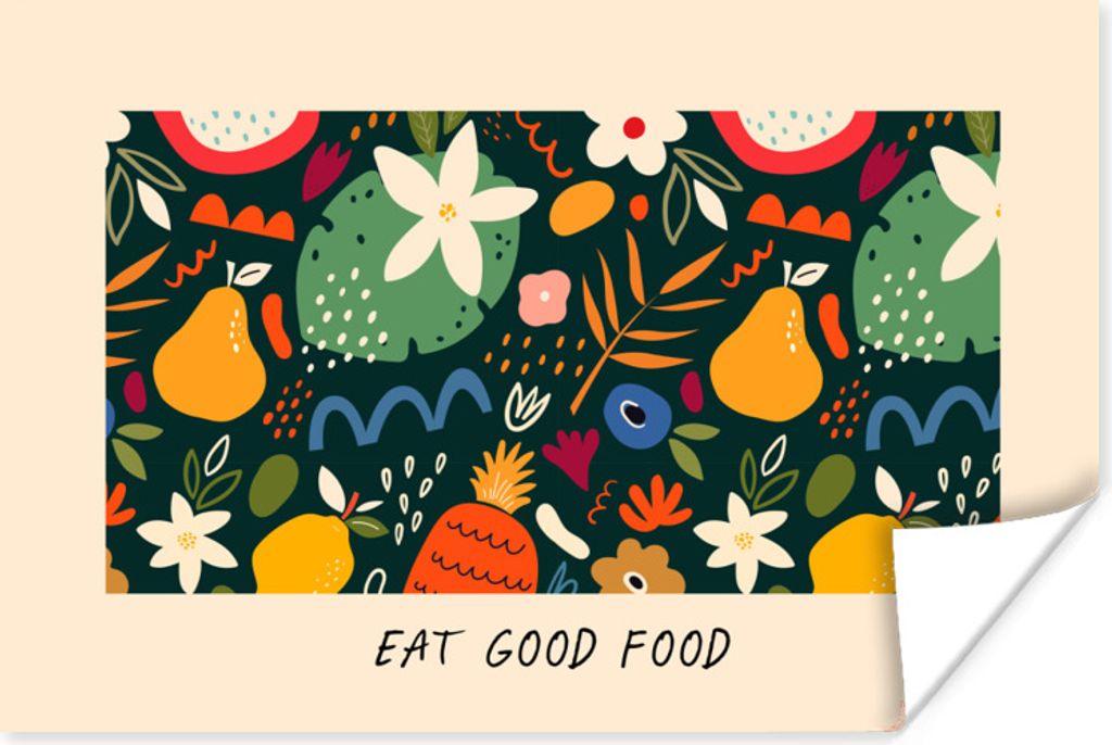 MuchoWow Poster Sprichwörter - Essen Sie gut - Zitate - Essen 120x80 cm - Bilder