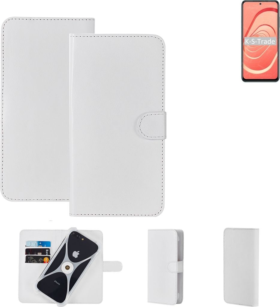 K-S-Trade Handy Hülle Schutz Hülle kompatibel mit Xiaomi Redmi Note 10 Cover Case Bookstyle Bumper weiß 1x