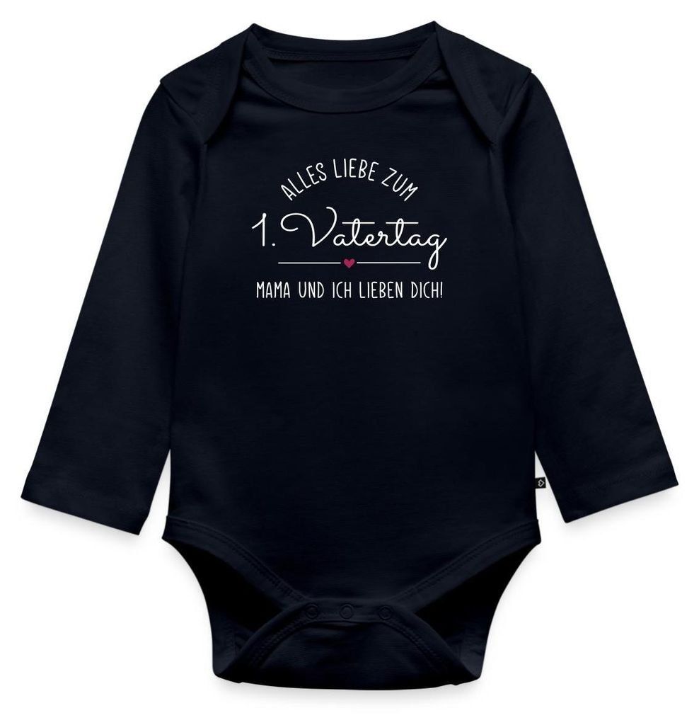 Spreadshirt Alles Liebe Zum 1. Vatertag Mama Und Ich Lieben Dich Tages Baby Body Langarm, 56 (0-2 M.), Navy