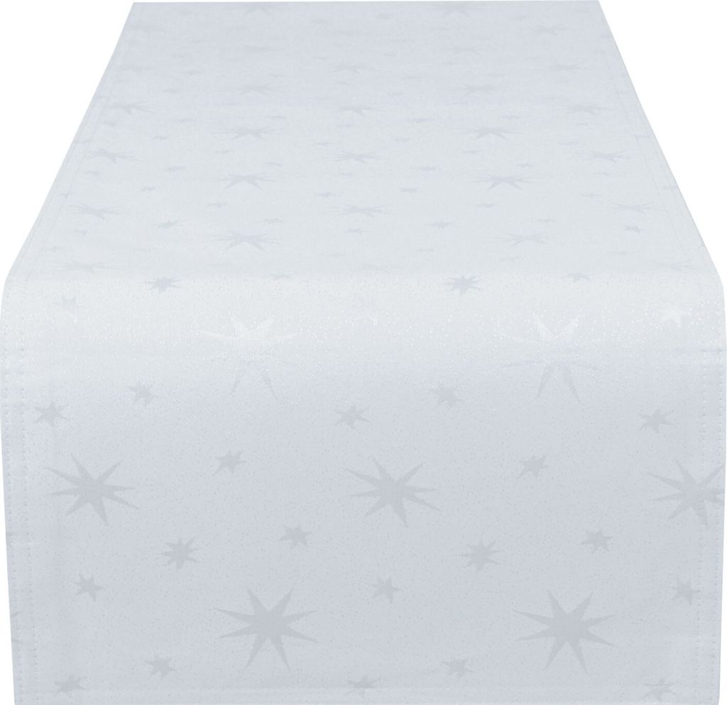 Tischläufer 30x100 cm Weiß Weihnachten Polyester Sterne Tischband Herbst Advent Weihnachts Tischdeko