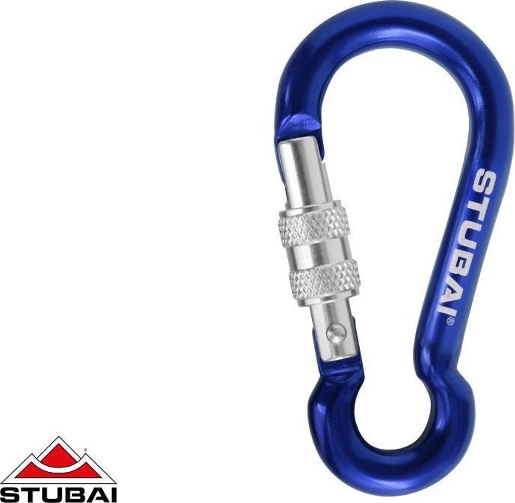 STUBAI DWARF Fangkarabiner, mit Schraubsicherung, blau, 1,0 kN