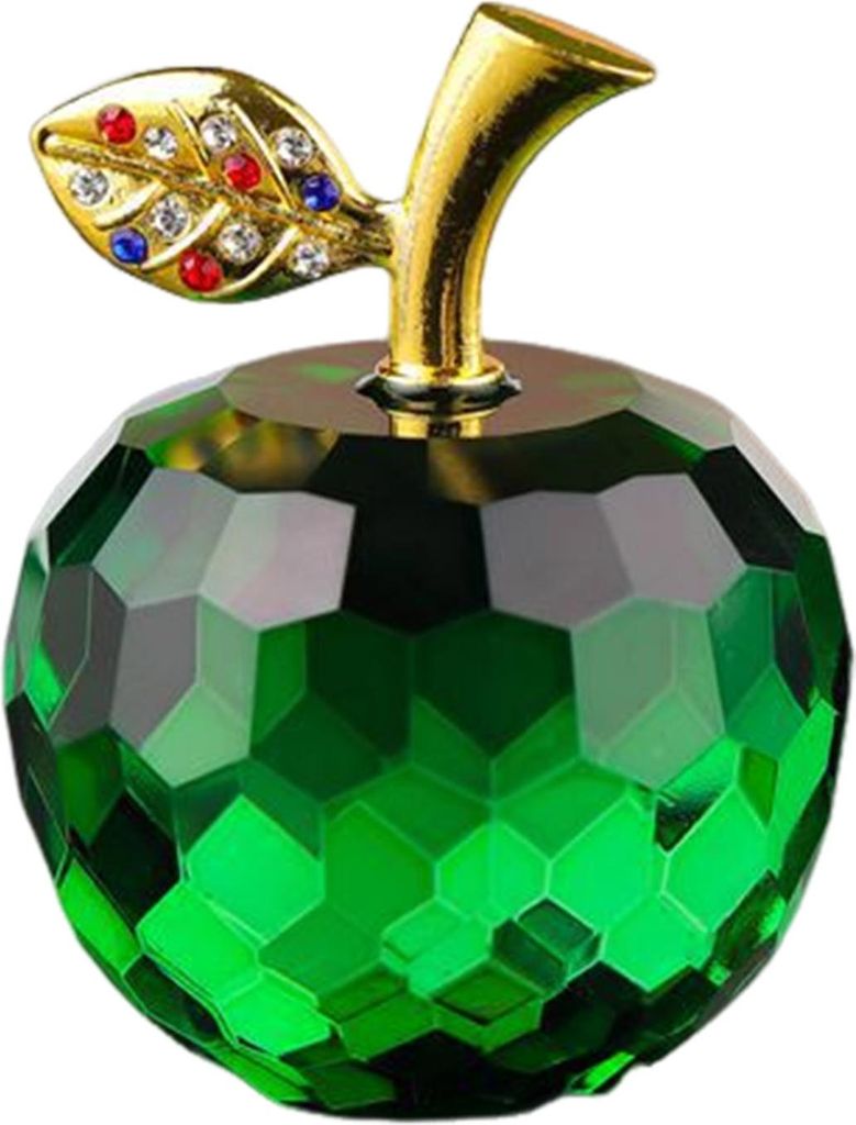 Glasapfel-Figur, Kunstkristall-Obst-Ornament, Sammlerstück, durchscheinende Äpfel, Nachbildungation für Zuhause, Büro, Auto, Armaturenbrett