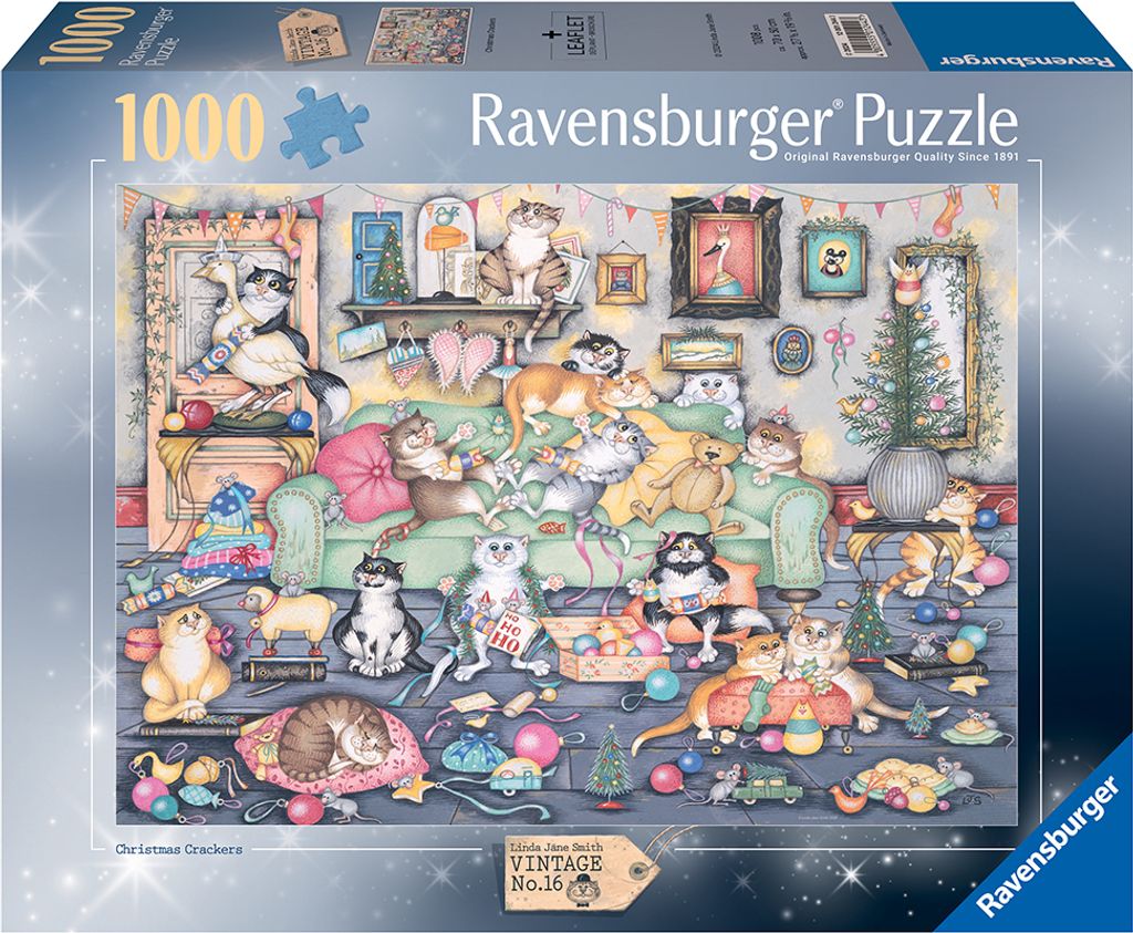 Ravensburger - Puzzle Crazy Cats Christmas Crackers - 1000 dielov