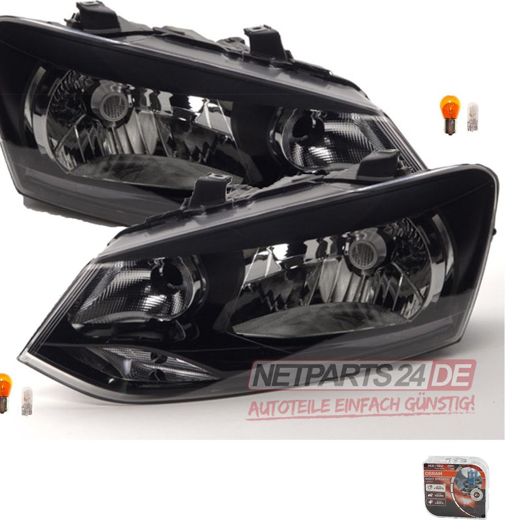 Johns, Scheinwerfer + Osram Night Breaker Laser passend für VW Polo 6R Satz L R 2009