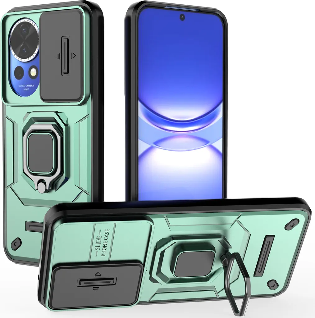 Cover Militare Verde Huawei Nova 12 con Stand e Protezione Lente