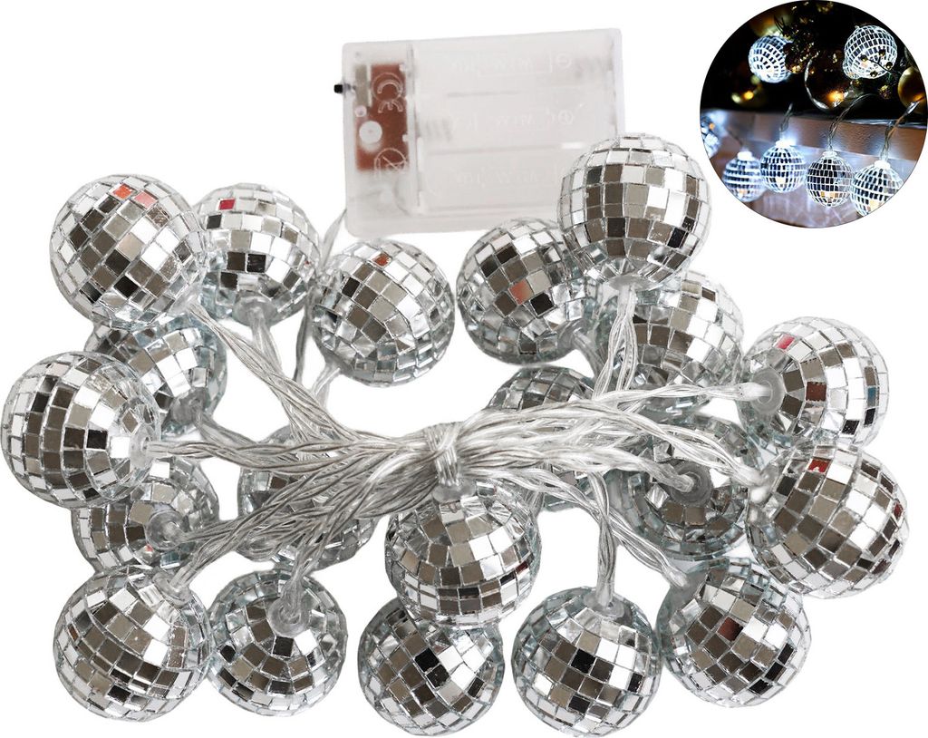 LED-Diskokugel-Lichterkette, Weihnachtsbaumschmuck, batteriebetrieben, Spiegel, LED-Kugellichter, Partygeschenke für Hochzeiten, Feiertagsdekor, 3...