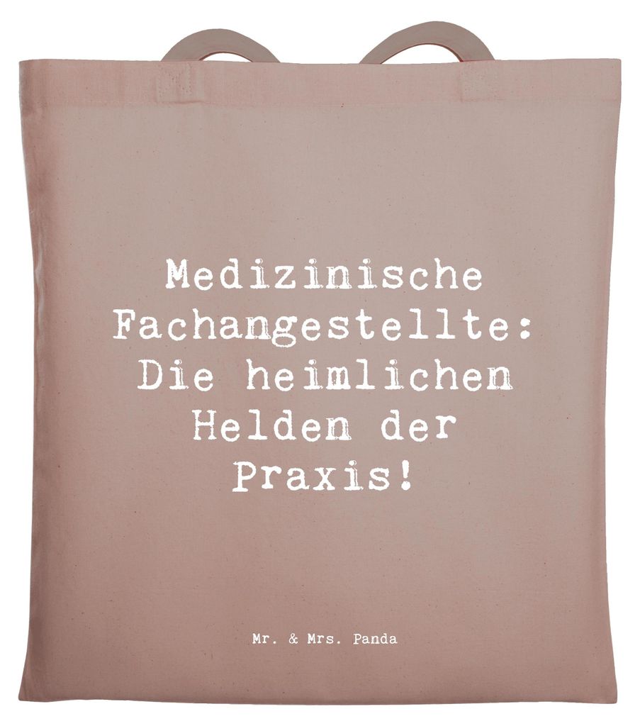 Mr. & Mrs. Panda Tote Bag Spruch Medizinische Fachangestellte Helden - Braun Pastell - Geschenk, canvas tasche, dokumententasche, Assistentin, Beru...