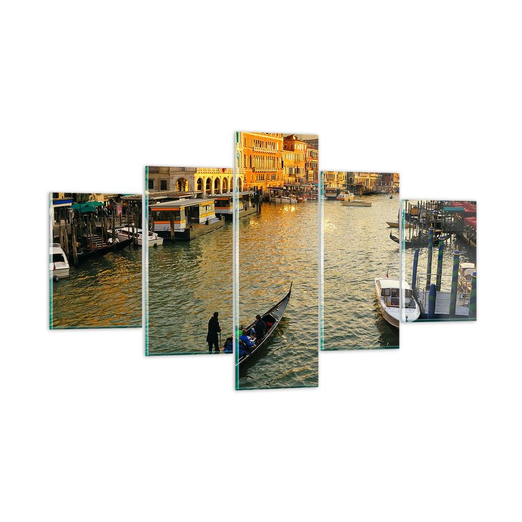 Bilder auf glas - Ansicht Wasser Gondel Reise - 125x70cm - Glasbilder - Wandbilder - Kunstdruck - zum Aufhängen bereit - Wanddekoration aus Glas -...