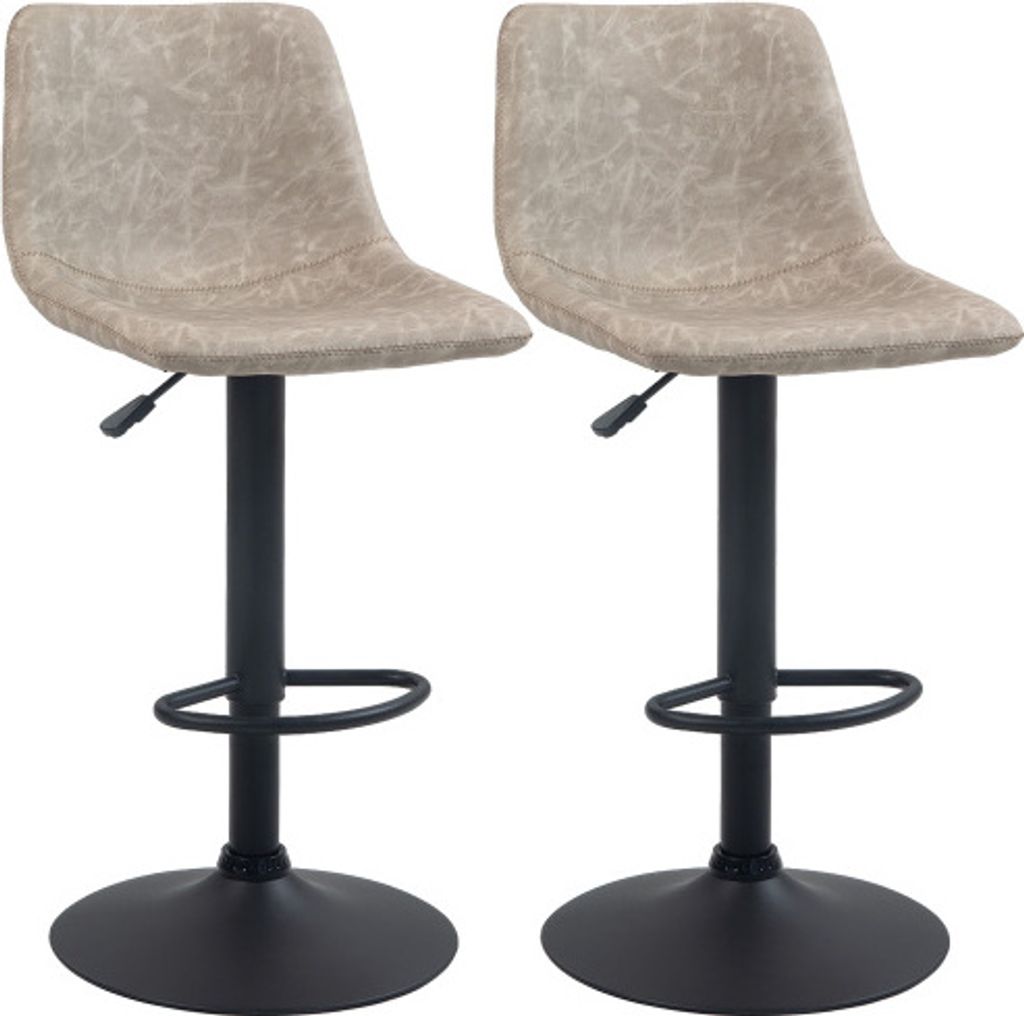 2er-Set Barhocker Beige Drehbar Hoehenverstellbar Mit Fussstuetze Kunstlederbezug Fuer Wohnzimmer Esszimmer Stuhl Lehnstuhl Drehstuhl