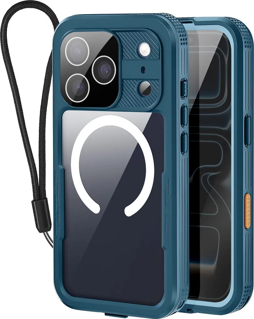 Shellbox Cover Impermeabile iPhone 17 Pro Max IP68 Blu-Verde Mare - 2