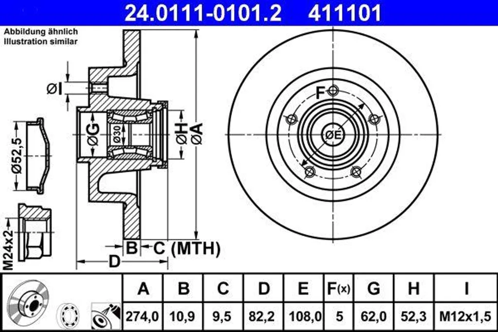 Disque de frein ATE anti-vibration pour Scenic et Laguna OE 7701472838