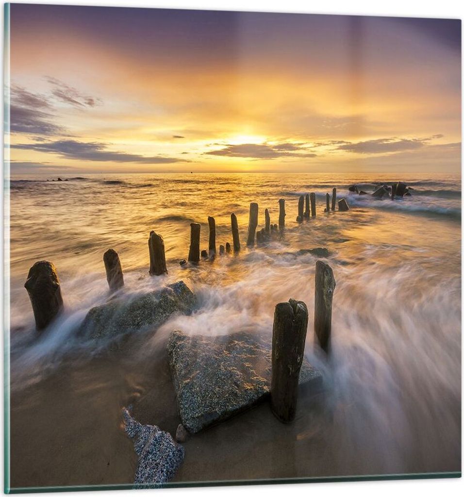 Bilder auf glas - baltisch meer Mole Landschaft - 40x40cm - Glasbilder - Wandbilder - Kunstdruck - zum Aufhängen bereit - Wanddekoration aus Glas ...