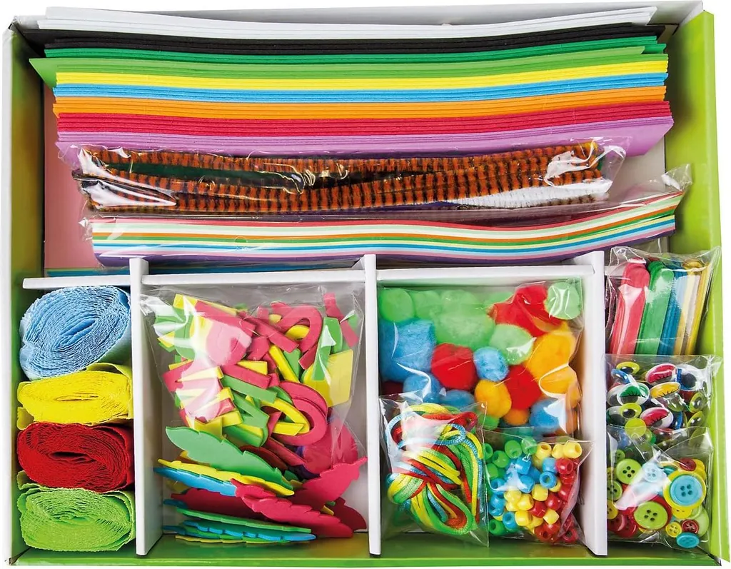 Kit créatif complet enfant avec perles et pompons dès l'âge de 5 ans
