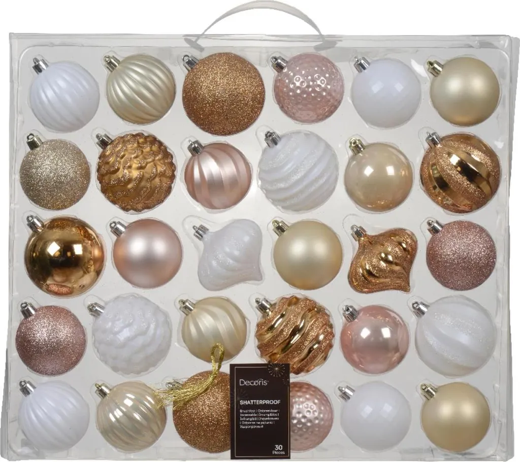 Boules de Noël Decoris rose lot de 30 pièces pour décoration de sapin