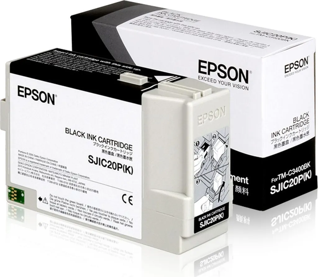 Cartouche Epson SJIC20P(K) noire pour impression de codes-barres précis