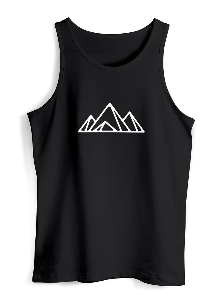 Herren Tank-Top Berge Wandern Polygon Design Print Outdoor Muskelshirt Neverless Polygon 2 schwarz M