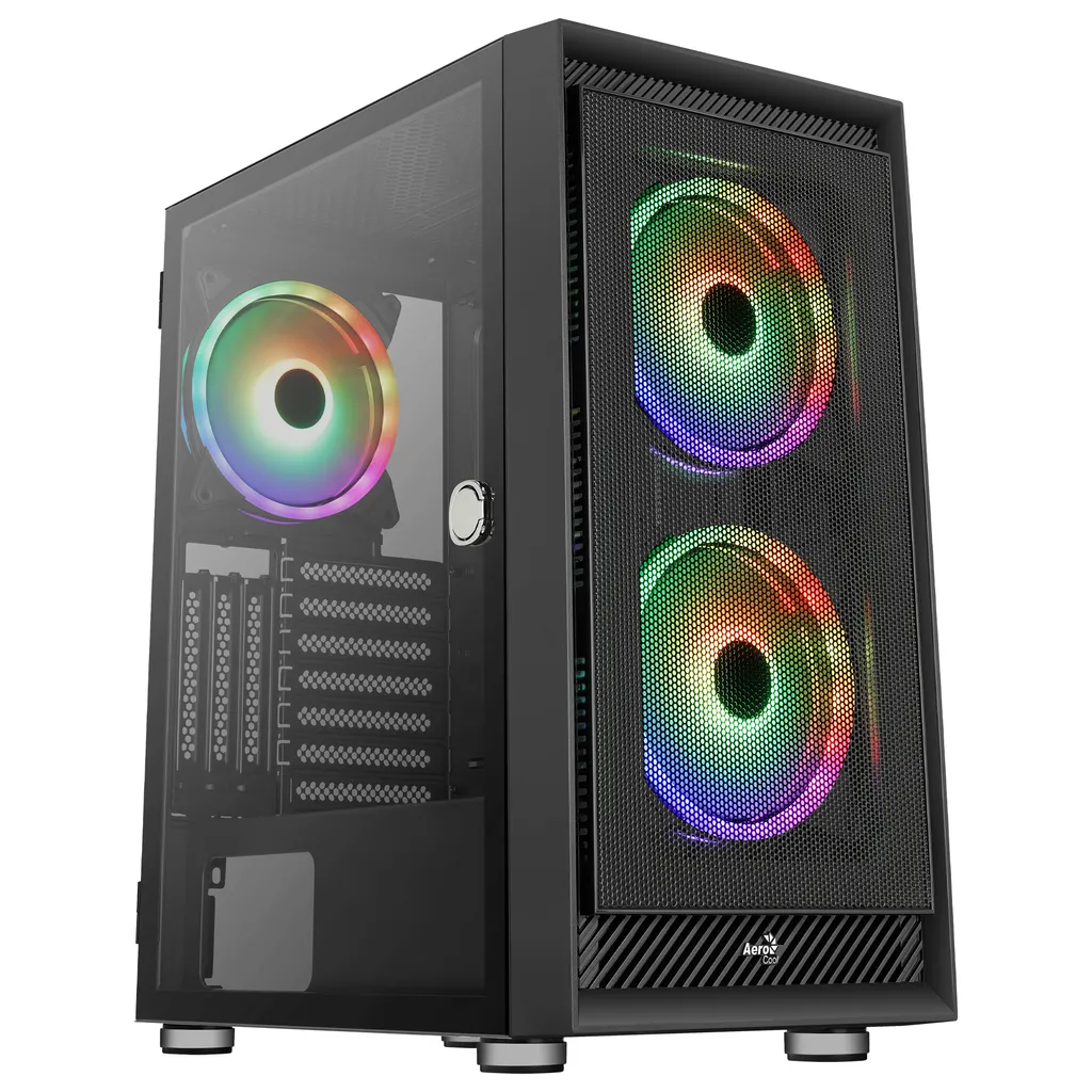 Boîtier PC AeroCool Graphite v3 Noir Moyen Tour ATX Idéal Setup Gamer